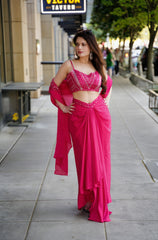 Pink Indo Fusion Cape Set Free Size