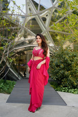 Pink Indo Fusion Cape Set Free Size