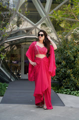Pink Indo Fusion Cape Set Free Size