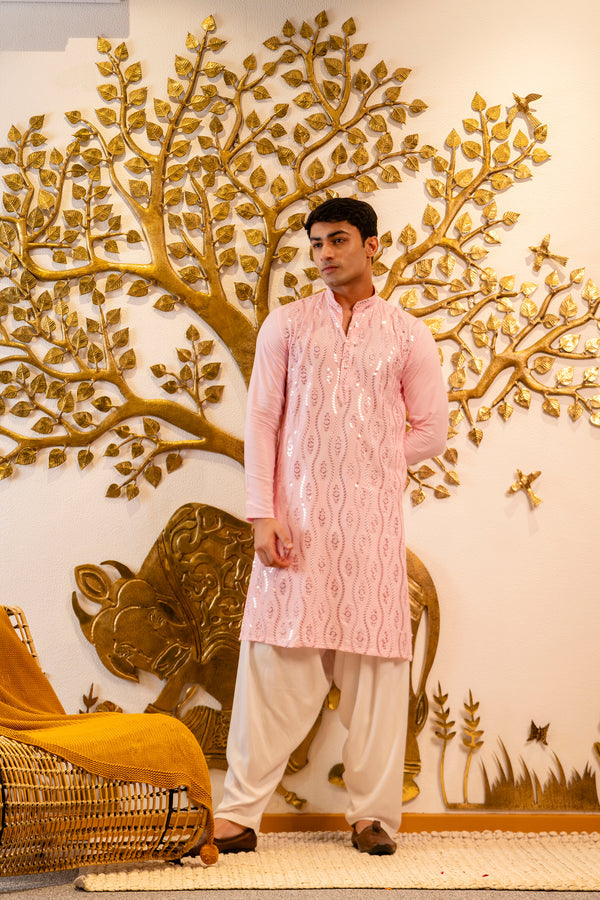 Mirror embroidery cotton kurta