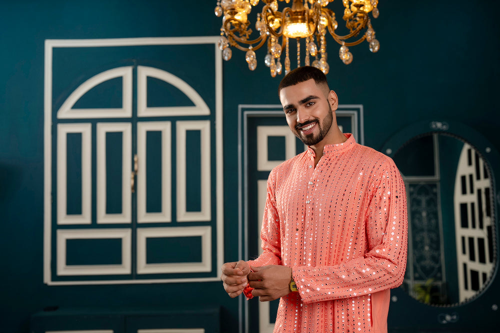 Handcrafted mirror work kurta