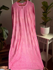 pink chikankari kurti
