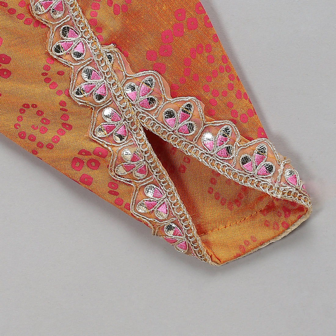 Pink Orange Bandhej Kurta Dhoti Set