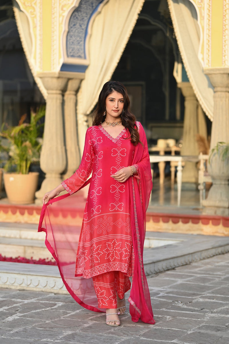 crepe Bandhani suit set