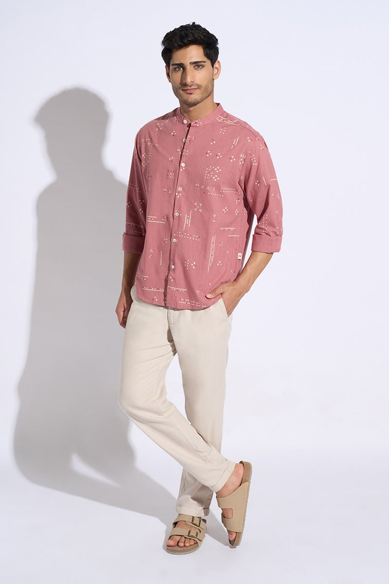 Pink ethnic shirt men