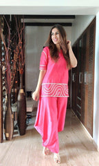 raw silk cotton kurta pant set for girls