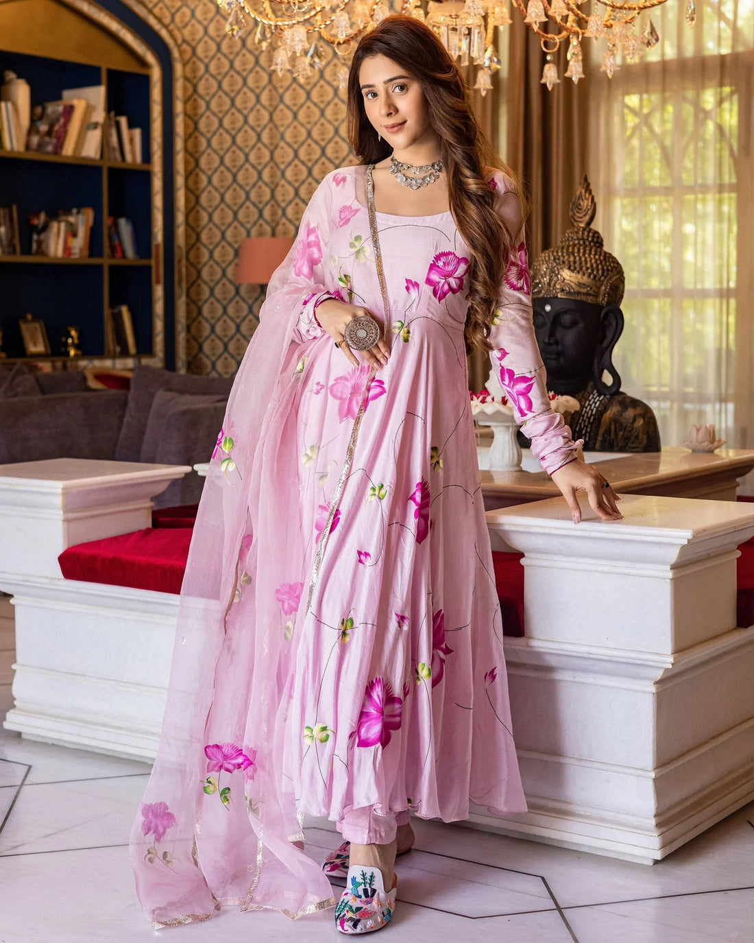 Meher Floral Handpainted Suit Set