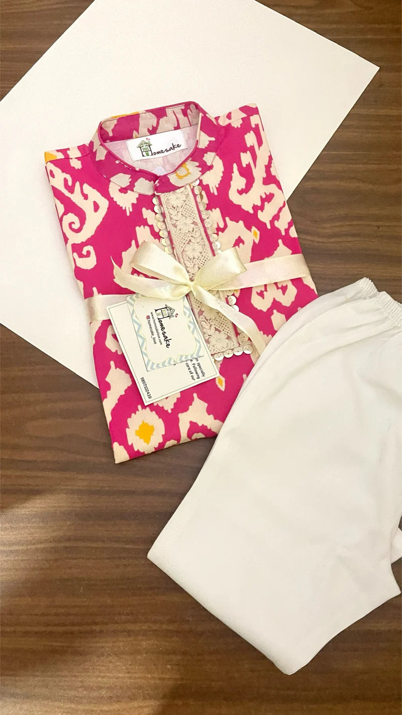 Pink Ikat Boys Kurta set – By Reet Lifestyle
