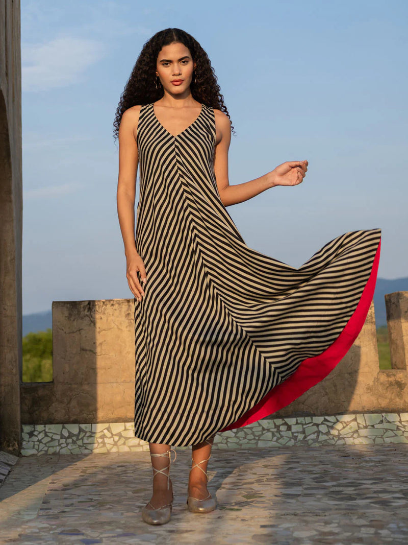 Marrakesh Twill Black and White Maxi Dress