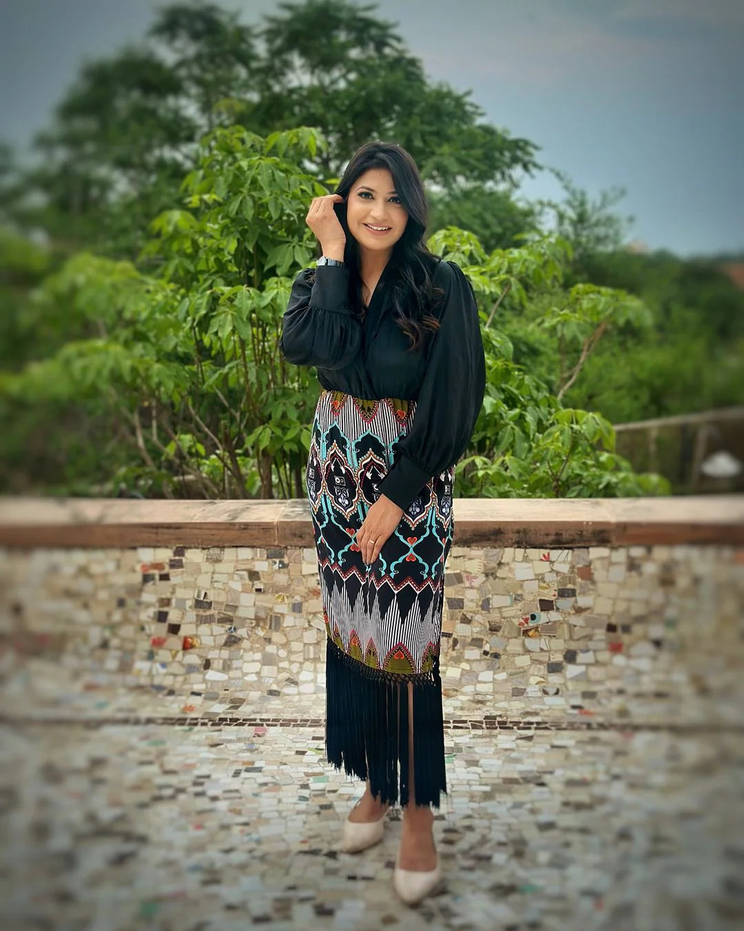Multicolor Crepe Print Shirt Dress