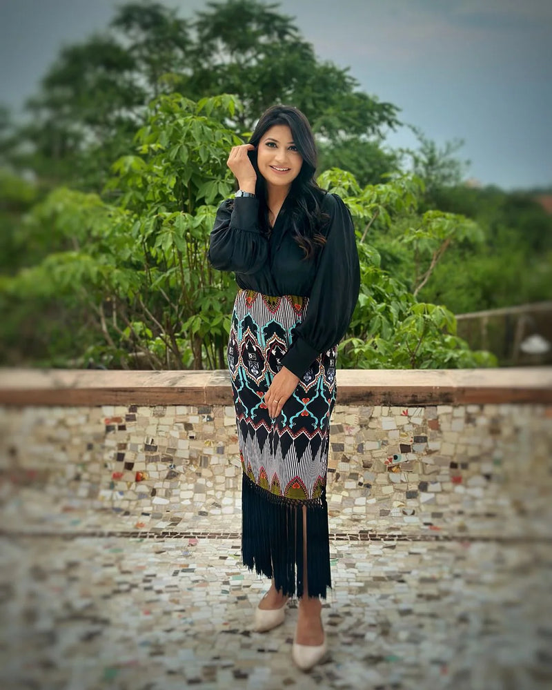 Multicolor Crepe Print Shirt Dress
