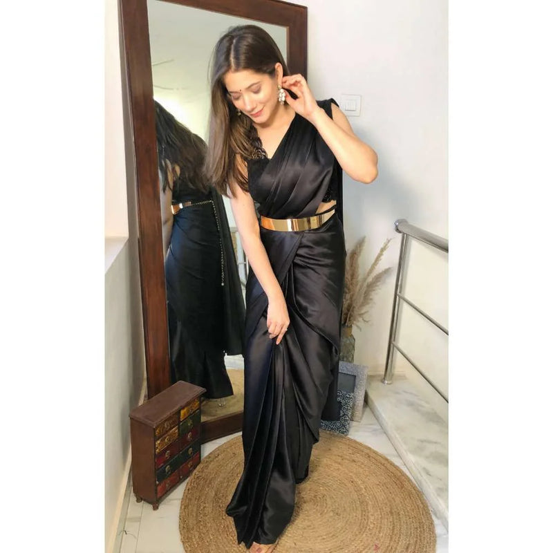 Pre-Draped 1 Minute Saree Golden
