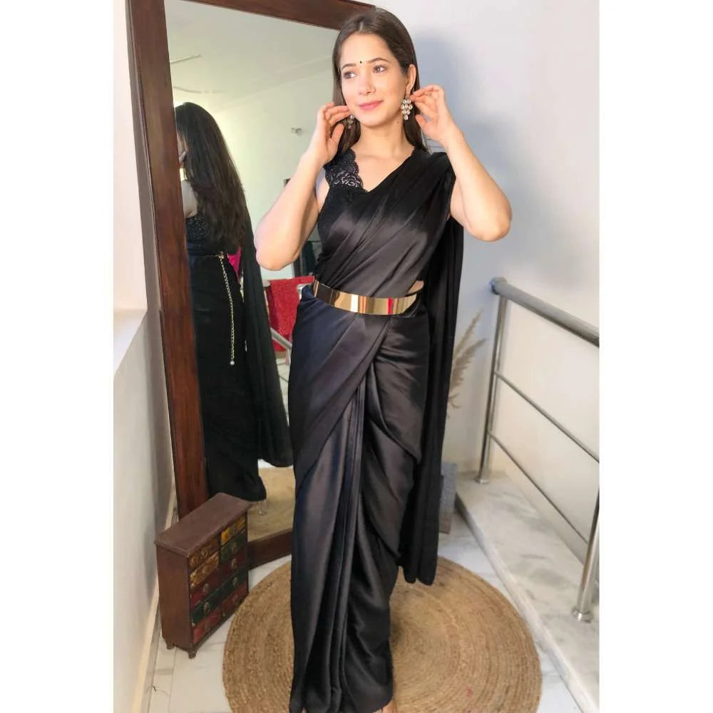Pre-Draped 1 Minute Saree Golden