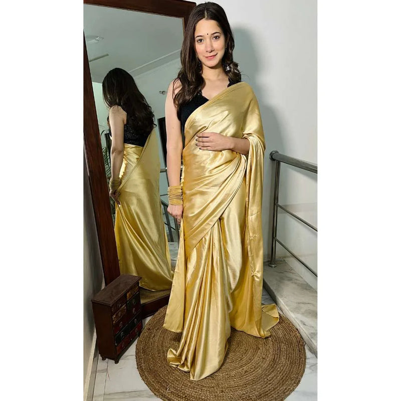 Pre-Draped 1 Minute Saree Golden