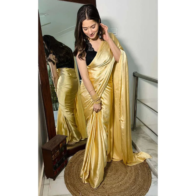 Pre-Draped 1 Minute Saree Golden