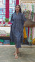 Indigo Stripes Dabu Kaftan Cotton Shirt Dress