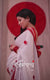 Women's White Khann Saree with Red Border & Motif