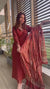 Red Cotton Block Print Women's Kurta Set with Dupatta