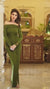 Olive Off-Shoulder Draped Lycra Gown