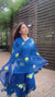 Women's Blue Painted Suit Set with Dupatta