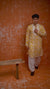 Green Linen Tie-Dye Men's Kurta with Neck Embroidery