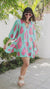 Babydoll Cotton Pink and Blue Midi Dress