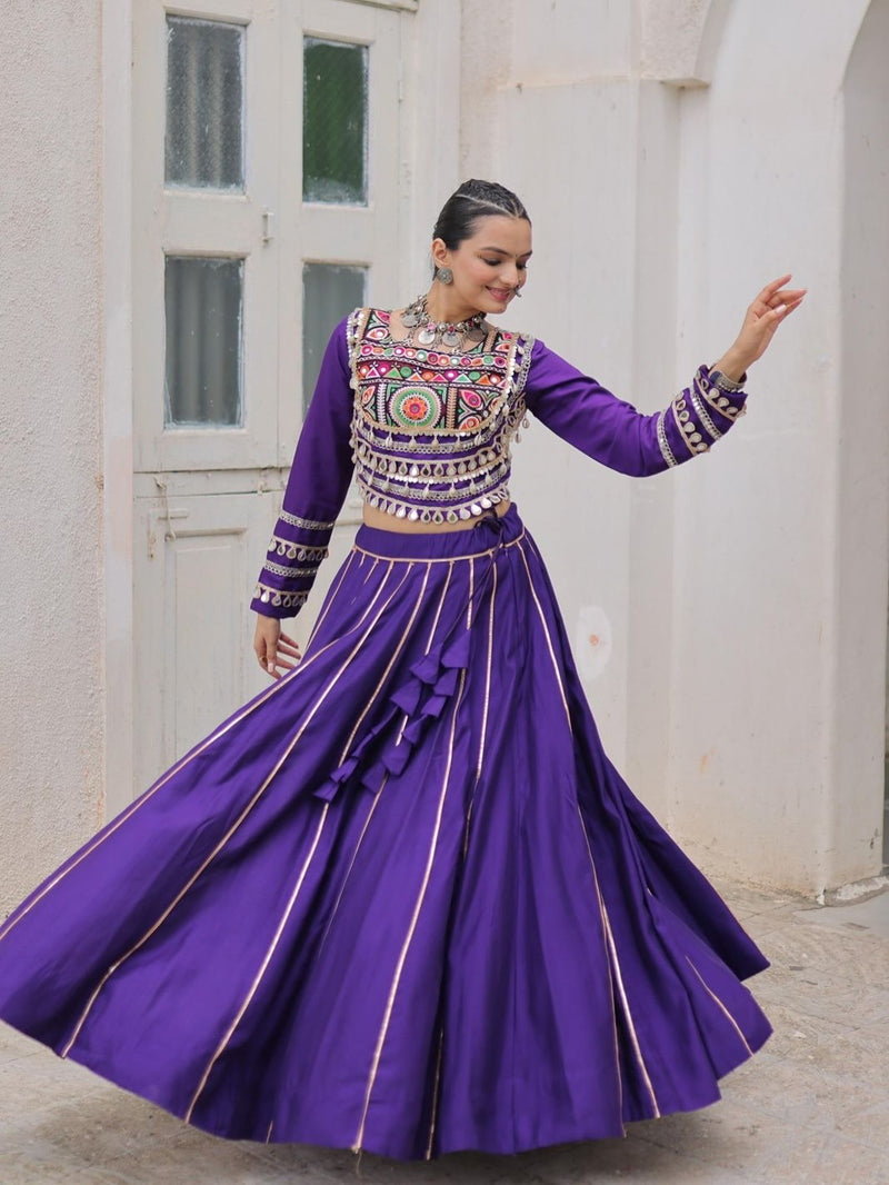 Navratri Lehenga Set with Embroidered Mirror Work Jacket