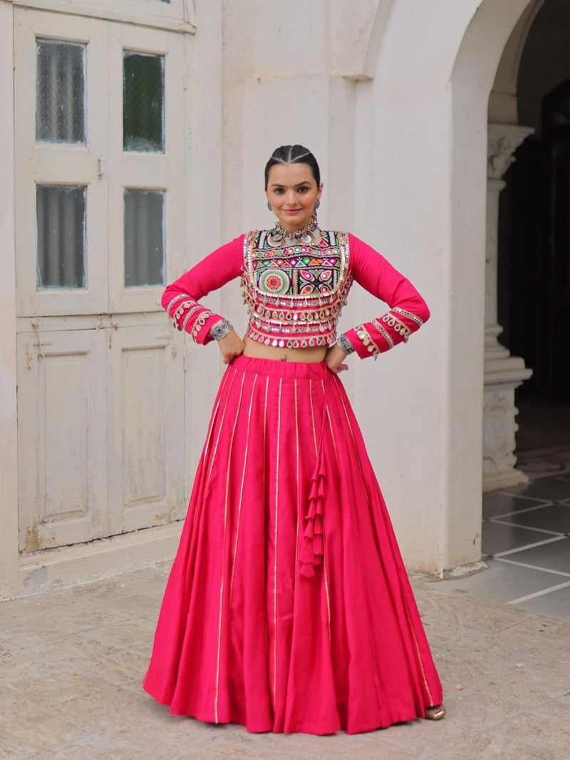 Navratri Lehenga Set with Embroidered Mirror Work Jacket