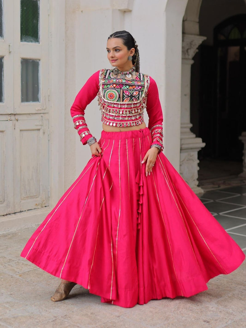 Navratri Lehenga Set with Embroidered Mirror Work Jacket
