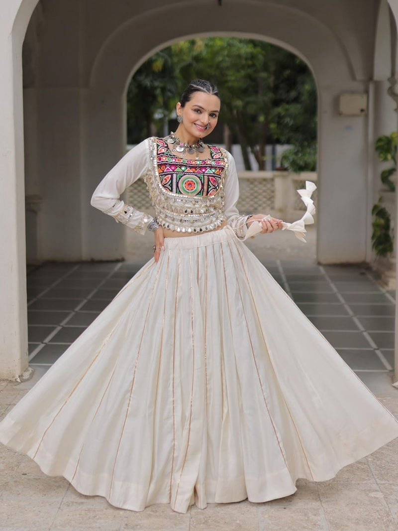 Navratri Lehenga Set with Embroidered Mirror Work Jacket