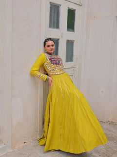 Navratri Lehenga Set with Embroidered Mirror Work Jacket