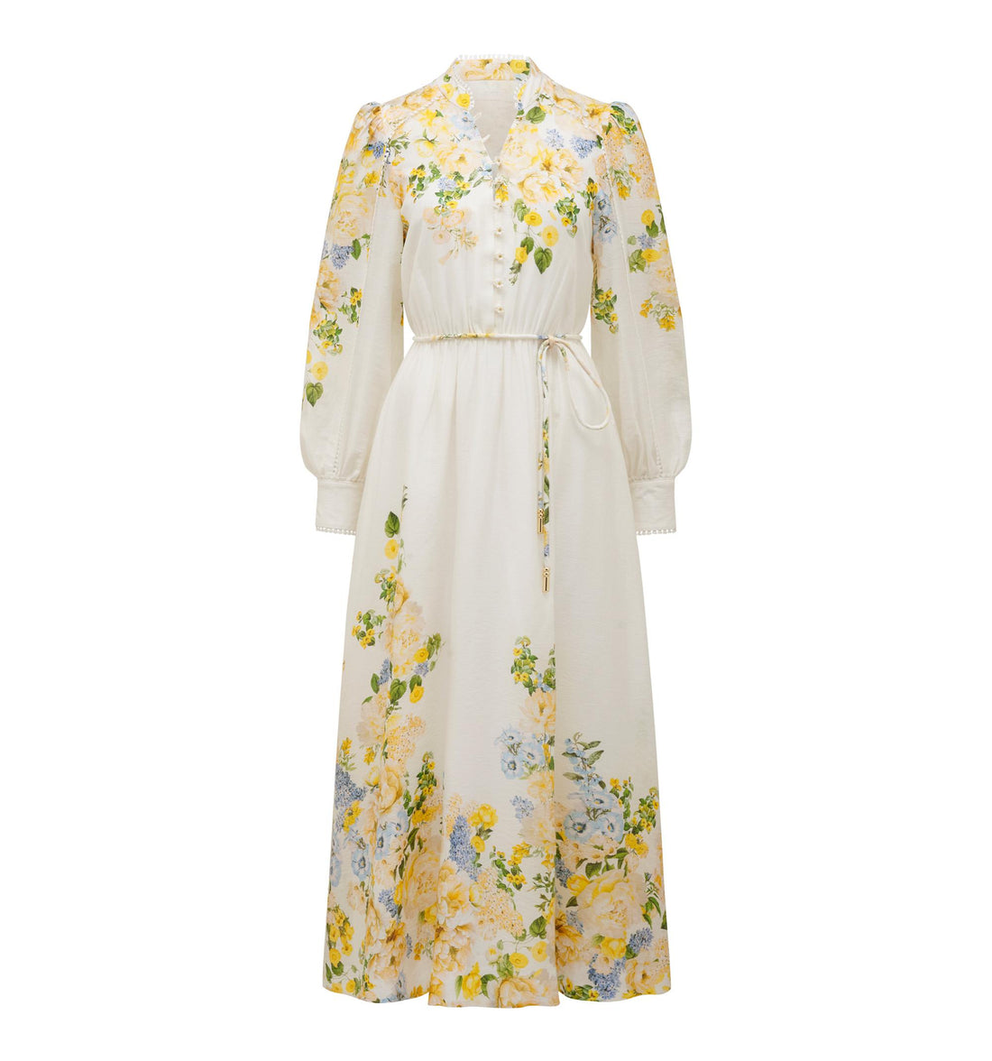 stand collar midi dress