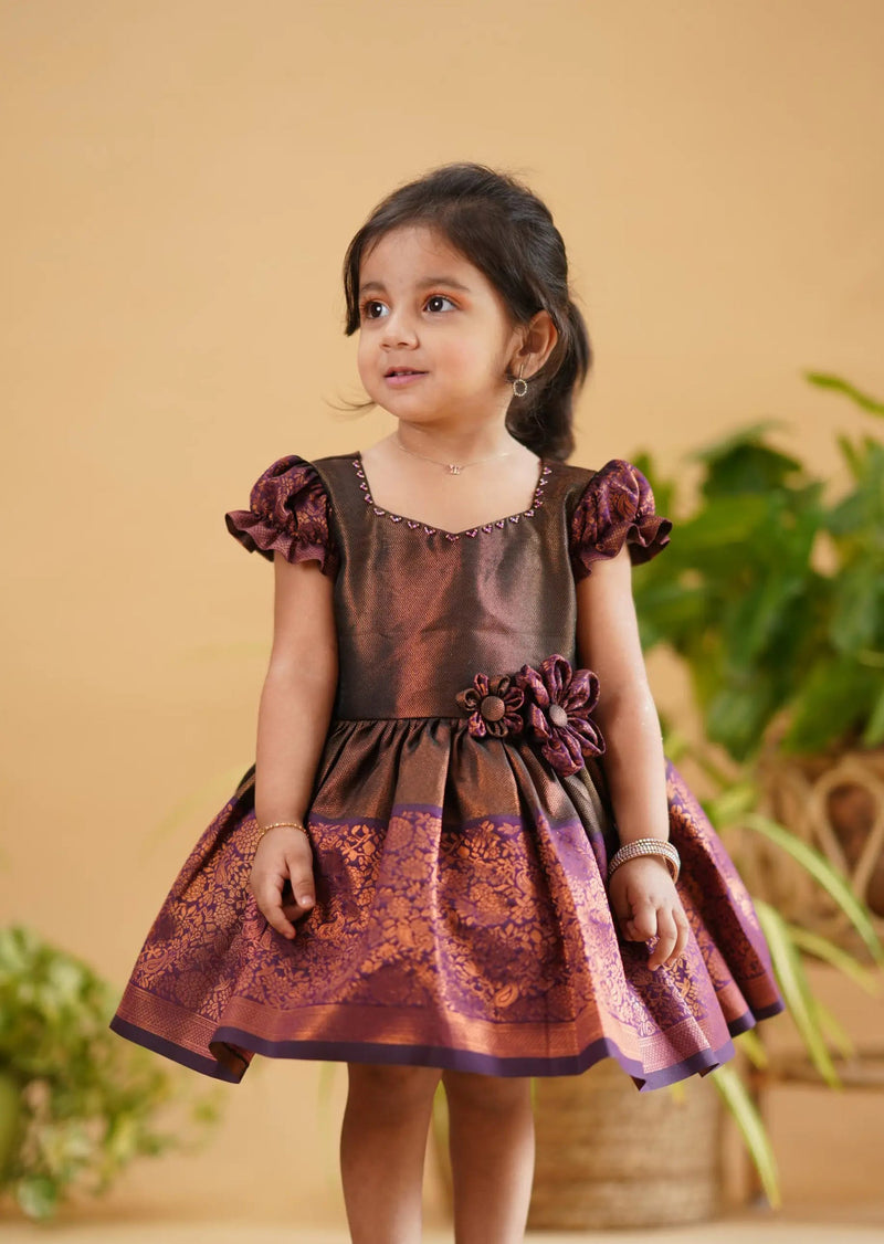 brown purple silk frock
