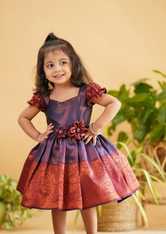 purple maroon silk frock