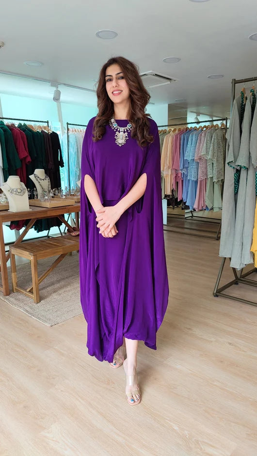 Bollywood Glam Crepe Draped One-Piece Dress