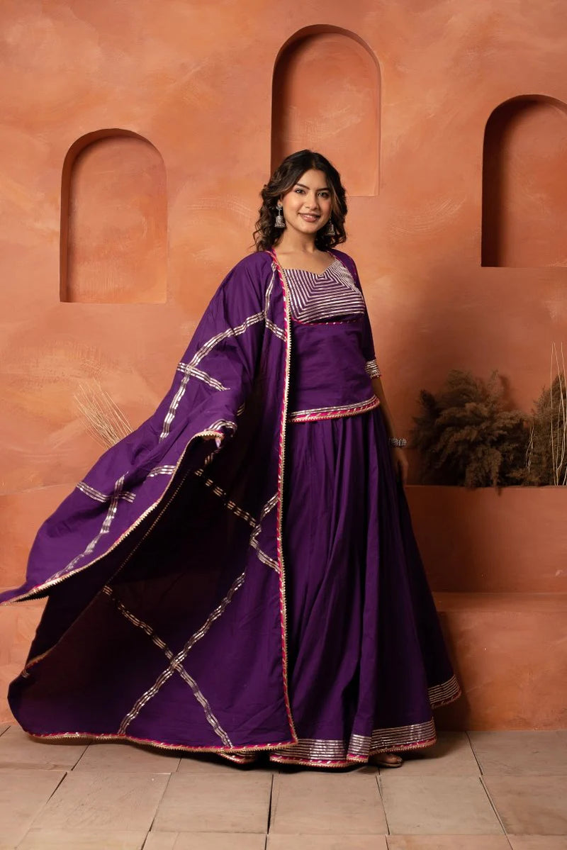 Women's Purple Gota Patti Lehenga Set