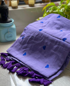 Purple mulmul saree