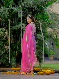 Purple Zari Gota Short Kurta Set