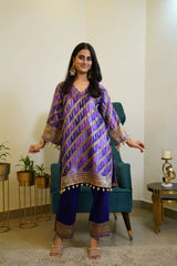 Purple Modal Satin Banarasi Co-ord Set
