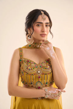 Golden Embroidered Crop-Top & Palazzo Set
