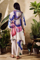 White Floral Viscose Crepe 3-Piece Set