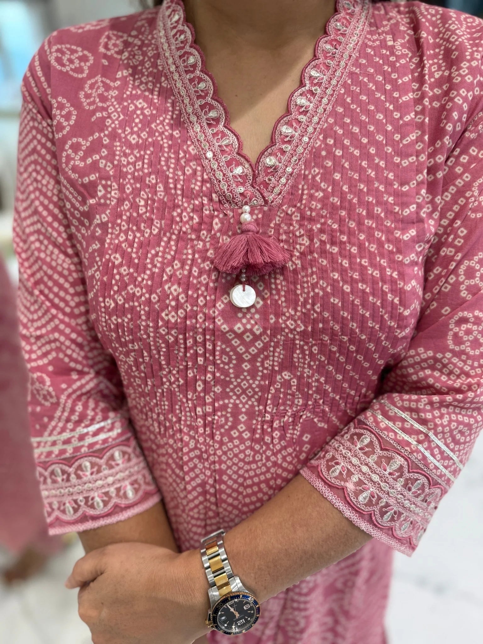 Rang Bandhej Cotton Kurta Set