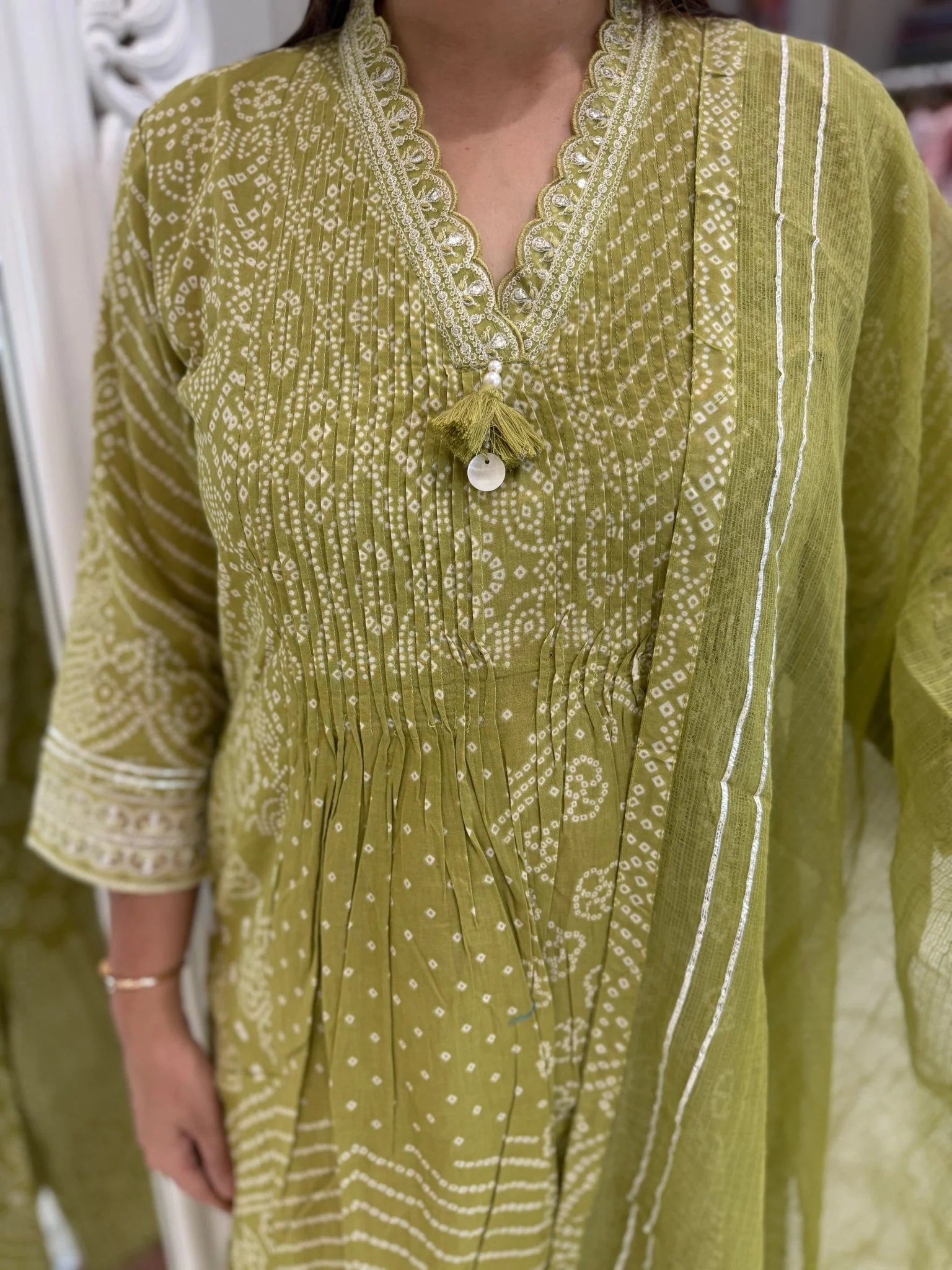 Rang Bandhej Cotton Kurta Set
