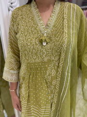 Rang Bandhej Cotton Kurta Set