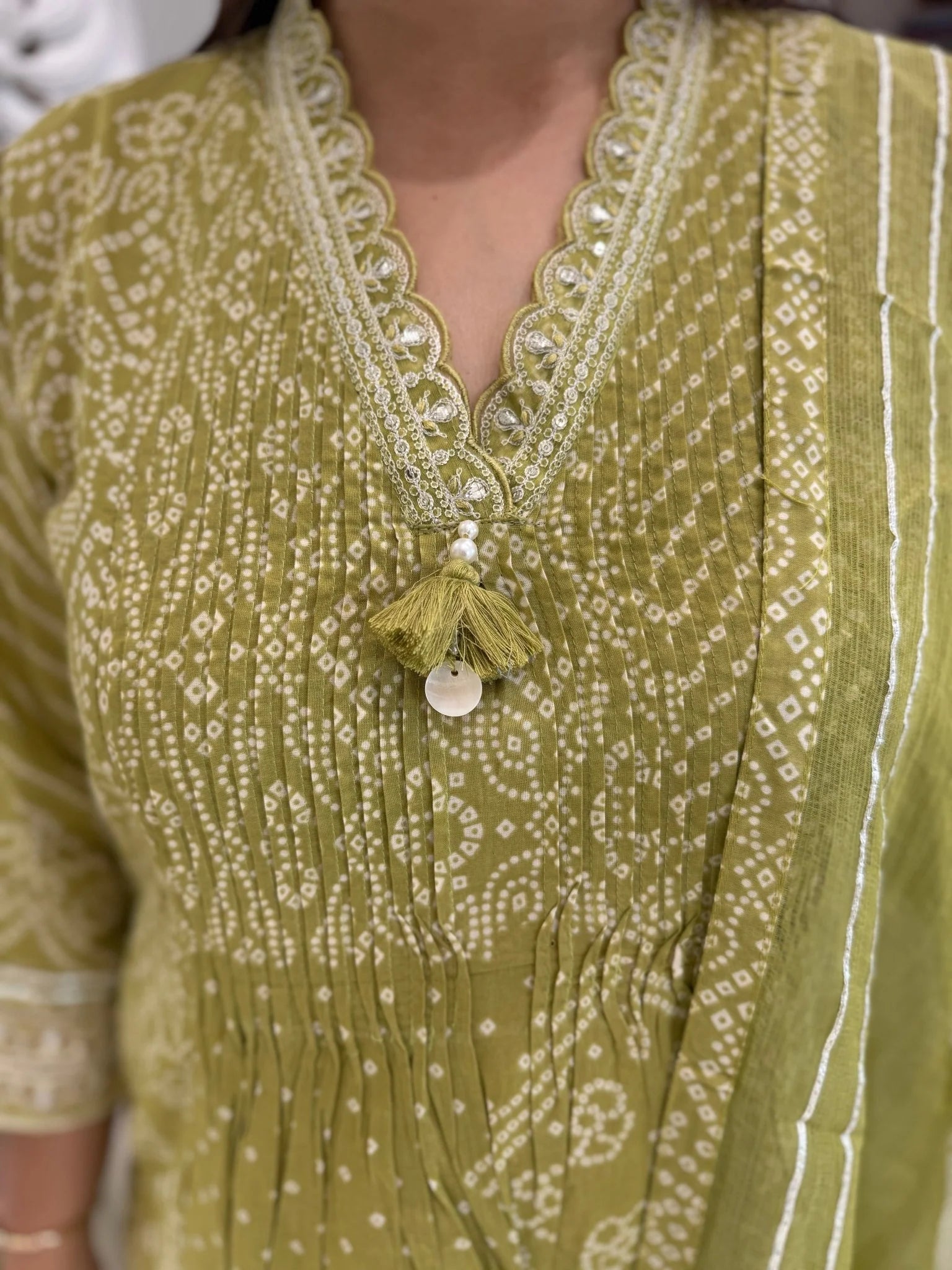 Rang Bandhej Cotton Kurta Set