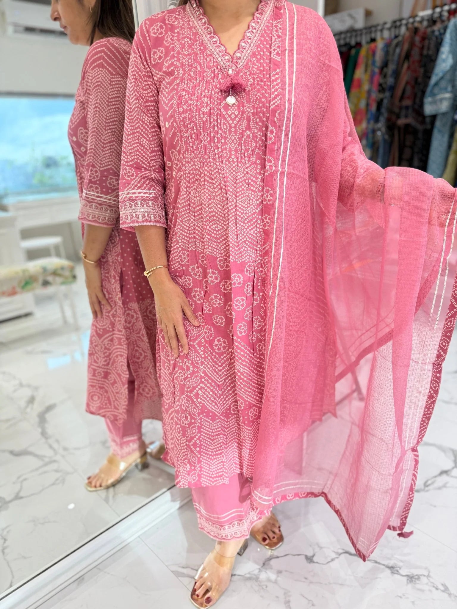 Stylish Rang Bandhej Set