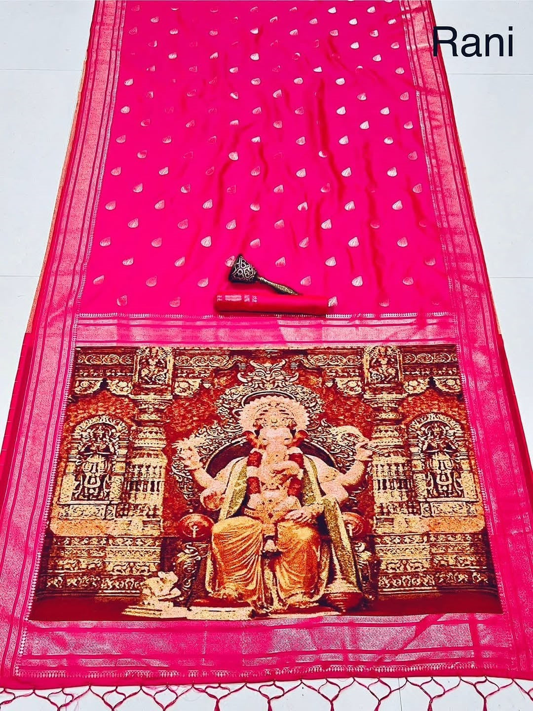 Rani paithani silk ganpati design saree