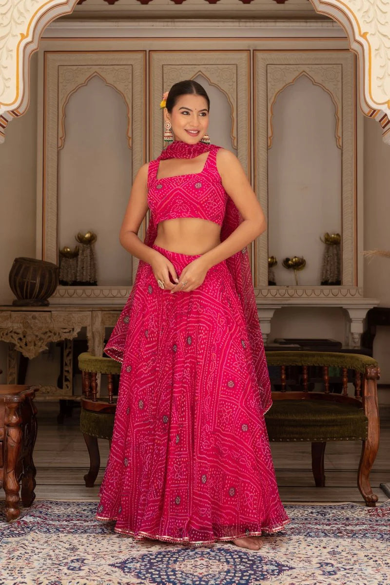 bandhani lehenga with dupatta