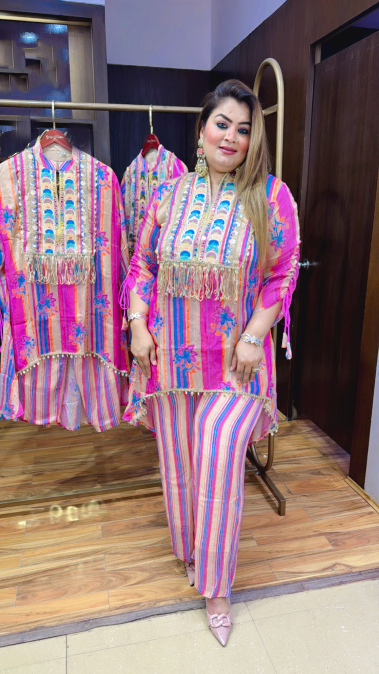 Rani Pink Pure Chinnon Crepe Co-ord Set