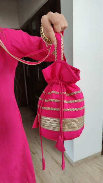 Silk kurta set with gota detailing